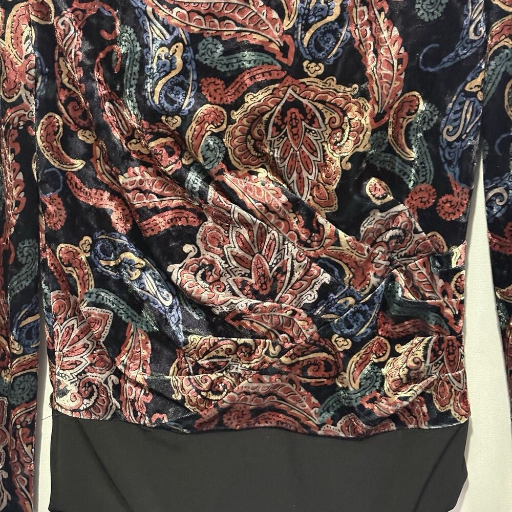 House Of Harlow X Revolve Olivia Bodysuit Velvet Noir Paisley Small Boho Glam - Picture 3 of 12